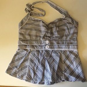 Anthropology grey and white halter